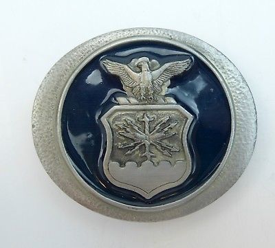 US Air Force Belt Buckle Armed Forces Buckle Connection Pewter 1989 w/Enamel USA