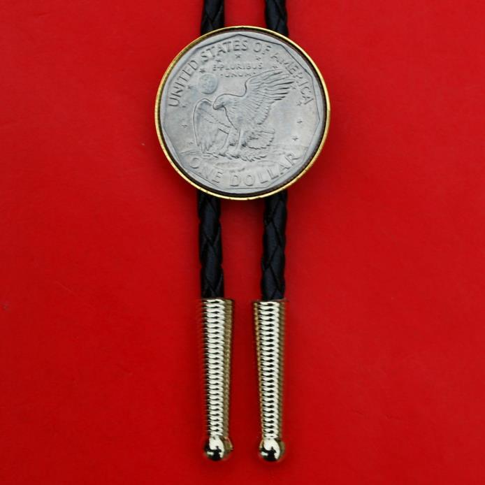 US 1979 ~ 1999 Susan B. Anthony Dollar Coin Bolo Tie - Eagle Landing on the Moon