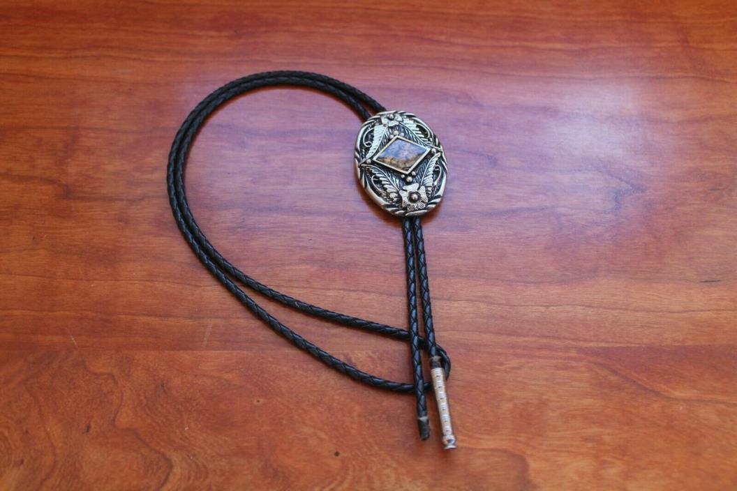 Vintage “SSI” U.S.A. Signed Bolo Tie Oversized with Diamond Shape Center Heavy