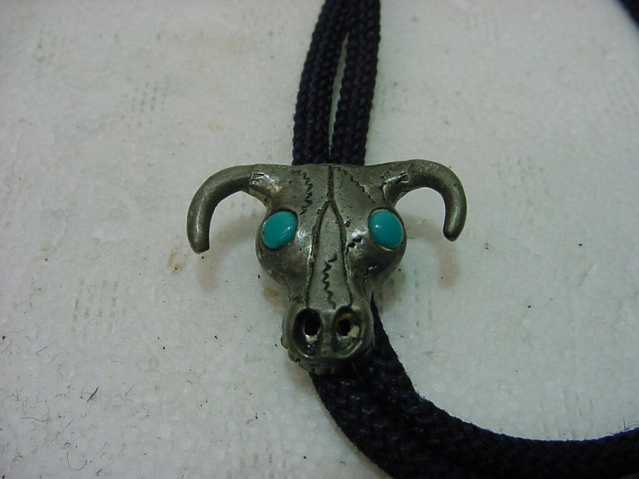 BOLO TIE - Pewter Steer Head with Turquoise Eyes--L@@K