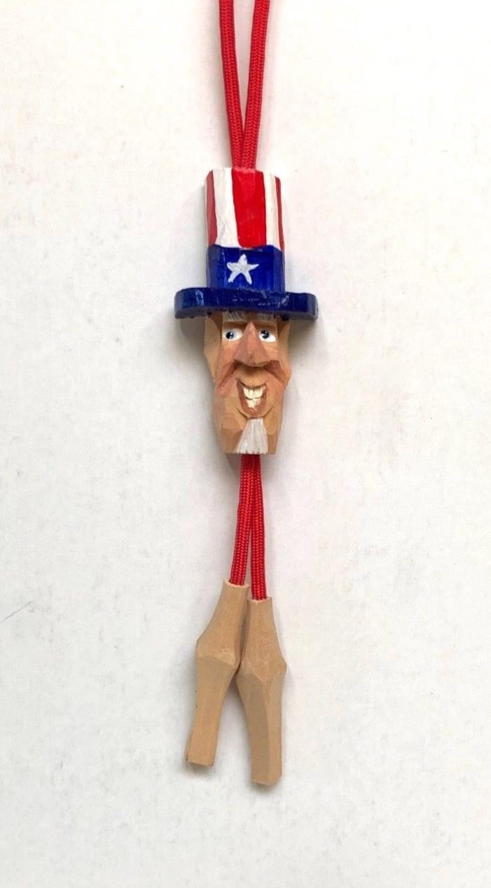 Hand Carved Wood Uncle Sam by Steve Boy Scout Style - One of a Kind