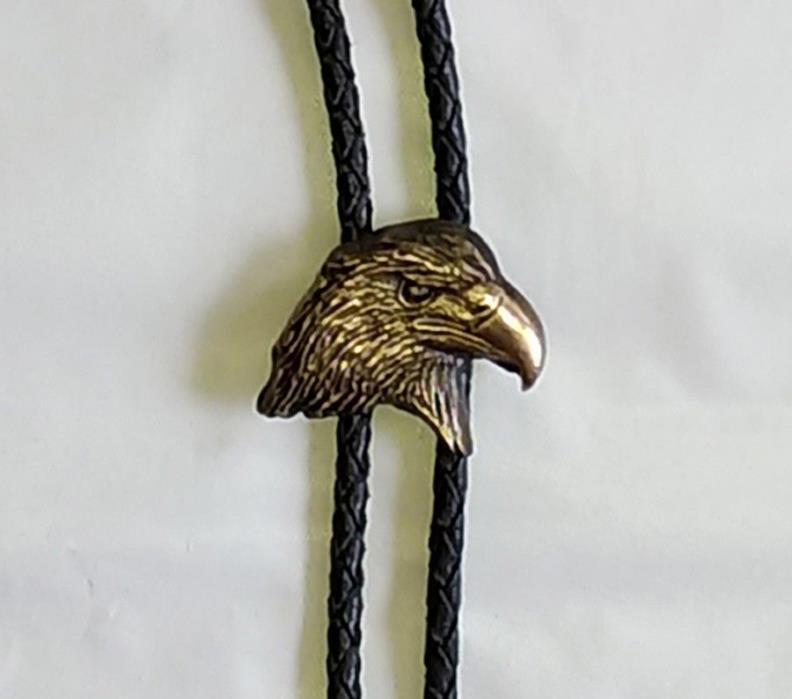 Bolo tie in bronze shadow eagle head cowboy accessory