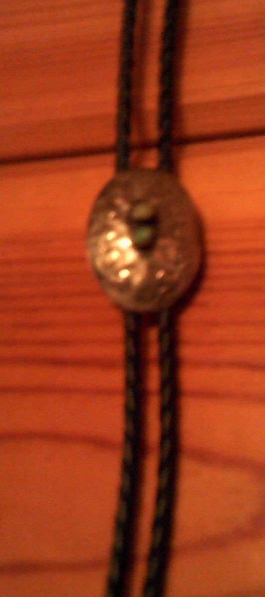 STERLING SILVER , TURQUOISE BOLO  TIE.