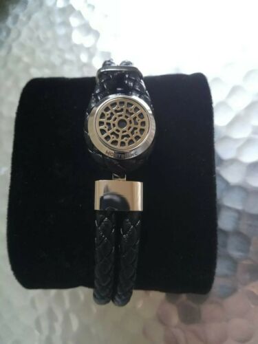 New Montblanc Black Woven Leather With Stainless Steel- Men's Bracelet