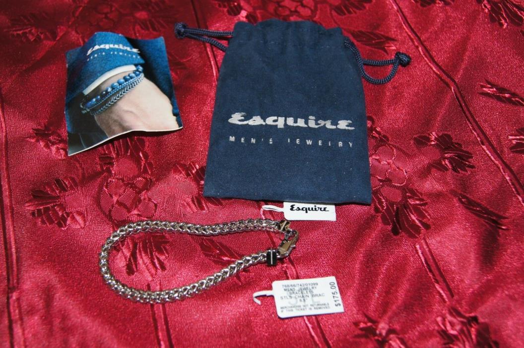 MEN'S Esquire Herringbone Stainless Steel Bracelet 8.5