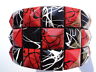 Red/White/Black Checkered Studded Black Leather Bracelet