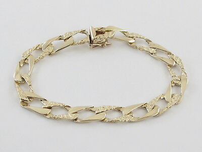 14k Yellow Gold Men's Figaro Nugget Link Bracelet 7 3/4