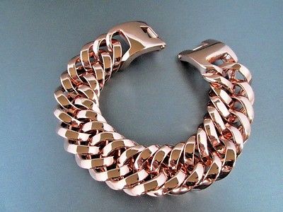 Bracelet 8 inch X 22.5 mm Cuban Curb Chain Rose Gold Plated over Stainless Steel