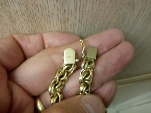 Double Link 14K Gold Charm Style Bracelet 8 3/8