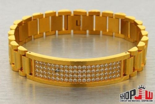 14k Gold Plated 14mm Stainless Steel ID Bracelet 8.25