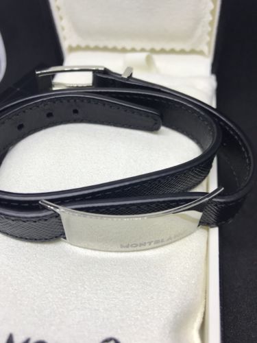 Montblanc Leather Stainless Steel Leather Men's Bracelet,w/ box, New ((Rare))