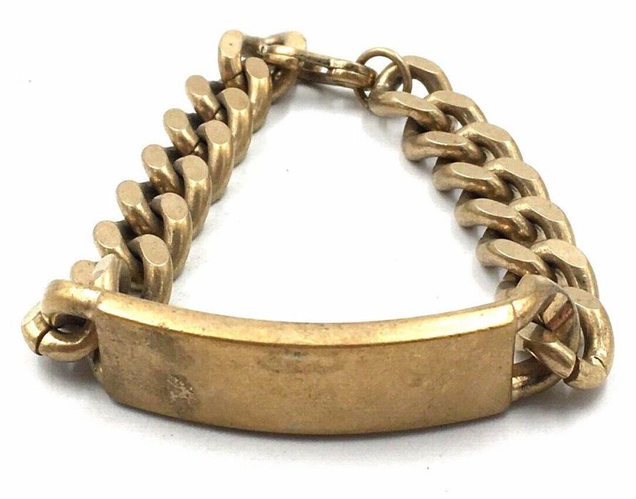 Vintage Swank Brass Mens Chain Link ID Bracelet No Name 7-1/2