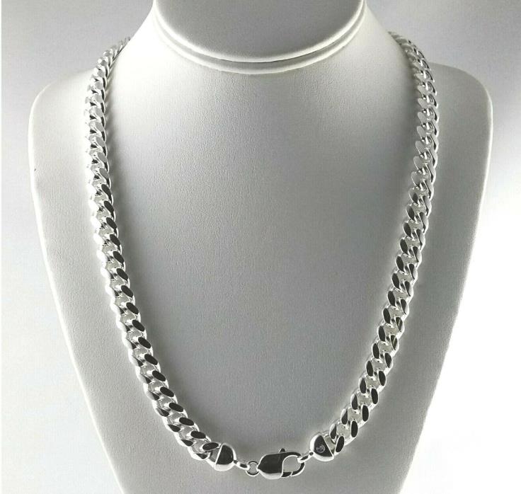 Heavy 10mm Solid 925 Sterling Silver Miami Cuban Link Curb Chain 24