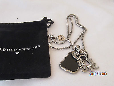 New Stephen Webster Darkened Silver Onyx Inlay Dog Tag Necklace $650 20