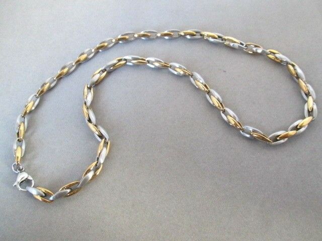 Necklace 21.25 inch Oval Chain Brushed Stainless Steel Gold Plated Never Tarnish