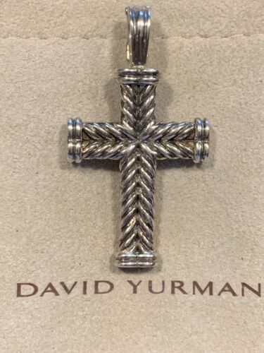 David Yurman Men’s Sterling Silver Chevron Cross Pendant Orig Owner Excellent