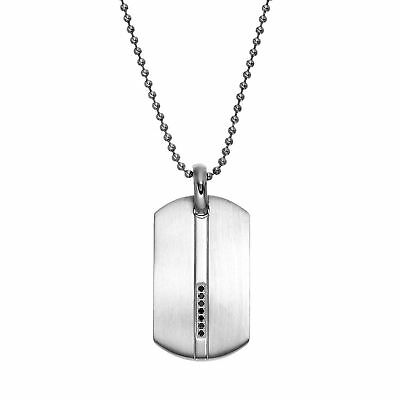 1/10 Carat T.W. Black Diamond Stainless Steel Dog Tag - Men