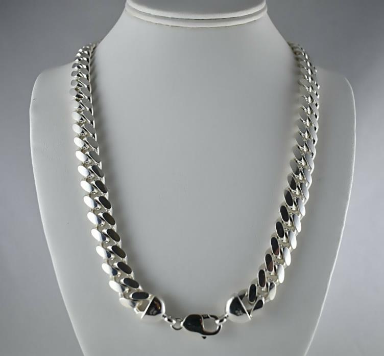 Chunky Heavy 12mm Solid 925 Sterling Silver Miami Cuban Link Chain 24