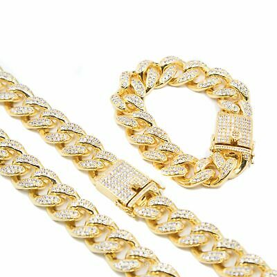 Studded Cuban Link Bundle Pack - Bracelet and Necklace