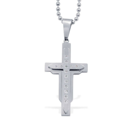 Cross CZ Inlay Pendant With Chain 30
