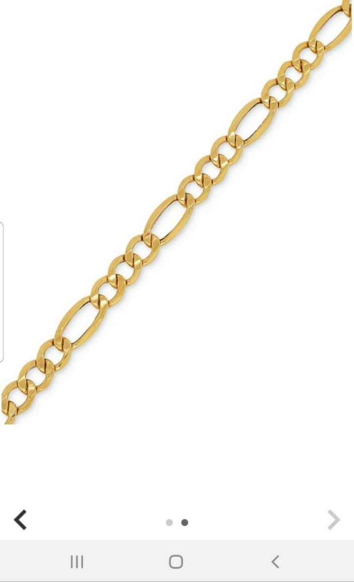 Mens 14k Gold Plated 5mm Italian Figaro Link Chain Necklace 20Inches