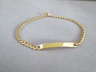 Stainless Steel Gold Plated ID Bracelet 8.25 inch Curb Chain Fashion USA Seller