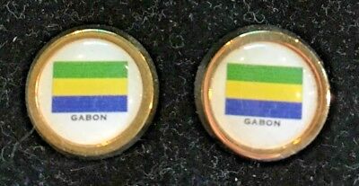 Flag of Gabon cufflinks GOLD TONE; Look like the Diplomat. Free Shipping!