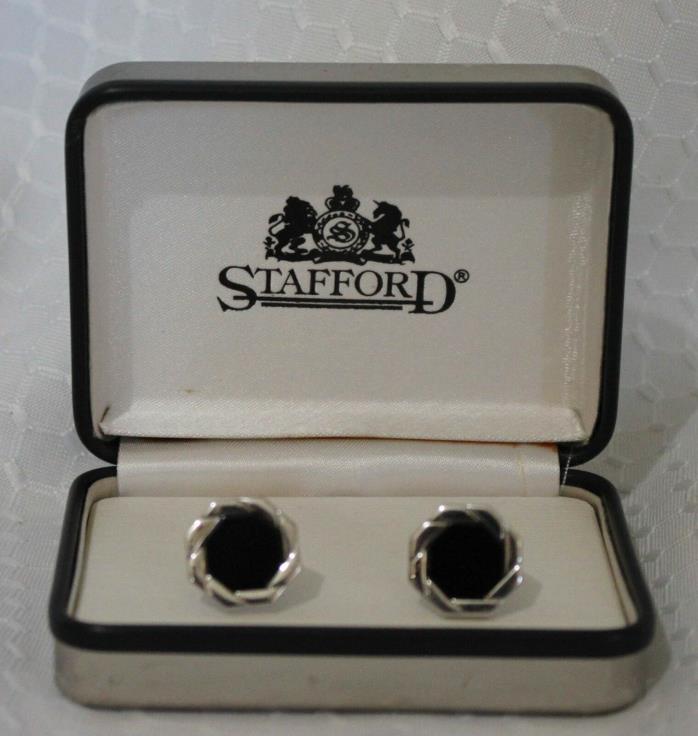 Vintage  Stafford Cufflinks  in Original Box - Black & Silver