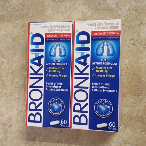 SAME DAY SHIPPING! 2 Boxes Bronkaid 60 Caplets(120 count total) EXP. 9/2019