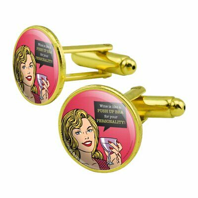 Wine Like Push Up Bra Your Personality Round Cufflink Set Gold Color