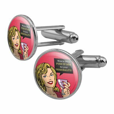 Wine Like Push Up Bra Your Personality Round Cufflink Set Silver Color
