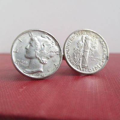 Mercury Dime Coin Cuff Links - Front & Back, Repurposed Crisp Vintage USA Coins