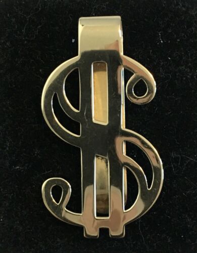 14K SOLID YELLOW GOLD  DOLLAR SIGN $ MONEY CLIP