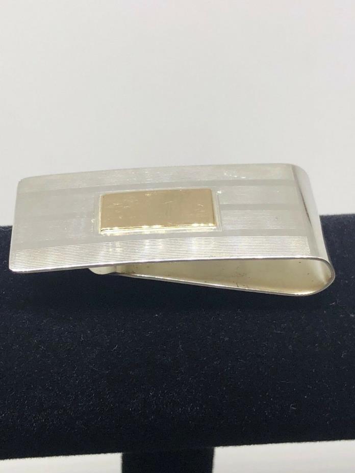 VINTAGE GOLD ON STERLING MONEY CLIP BY LEONORE DOSKOW USA