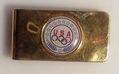 Gift Idea! Vintage Gold Plated Olympic Emblem Money Clip 36USC380