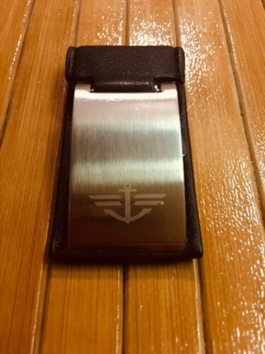 Dockers Money Clip, Stainless Steel, Black, Leather, Small