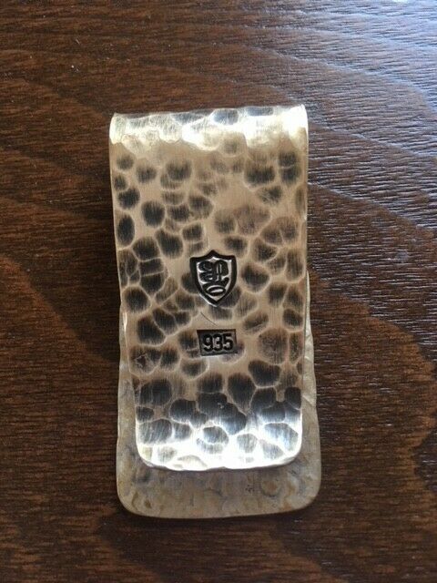 Thick Handmade Hammered 935 Sterling Silver Money Clip 37.2 grams