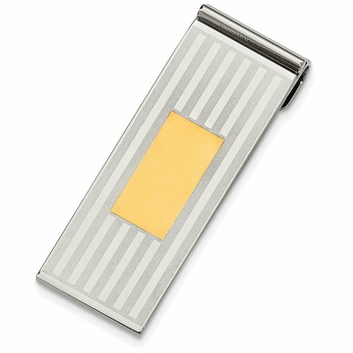CHISEL Stainless Steel and Gold Plated Money Clip SRM129 Engravable NEW in Box