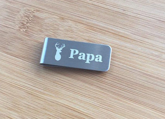 Deer Money Clip Engraved Name or Monogram Stainless Steel Men's