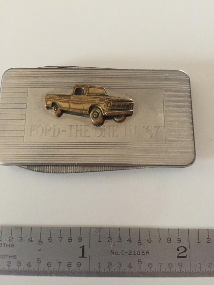 Vintage 1967 Ford Truck Money Clip with folding knife and finger nail file