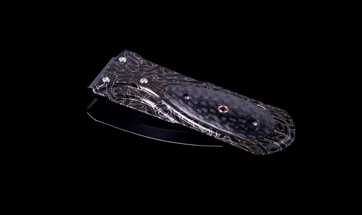 William Henry Zurich Raven M3 Money Clip - Custom Damascus Carbon Fiber