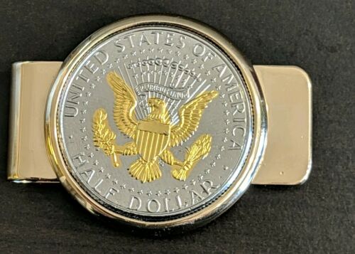 Money Clip Kennedy Half Dollar Coin Gold Plated in Great Shape