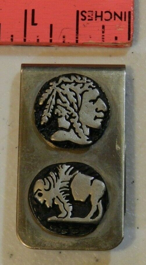 Vintage Southwestern American Motif Money Clip - buffalo nickel design