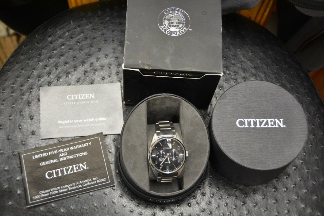 Citizen Eco Drive Mens 42 mm Day/Date Stainless Steel Watch 8635-S083796 WARRANT