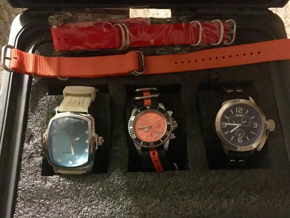 INVICTA THREE MENS WATCHES IN CASE WITH 2 EXTRA BANDS 19531, I70114004, 21330