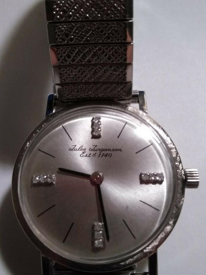Vintage Jules jurgensen 1950's , 1960's 14 kt white gold men's wrist watch