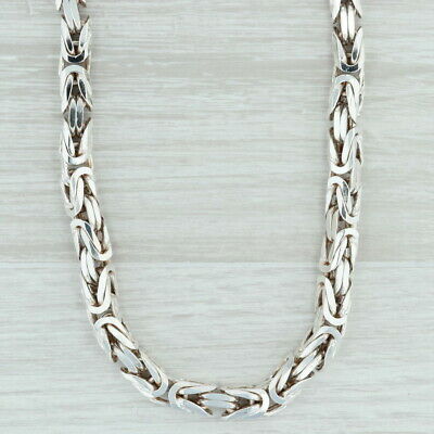 Large Byzantine Chain Necklace - Sterling Silver 21.5