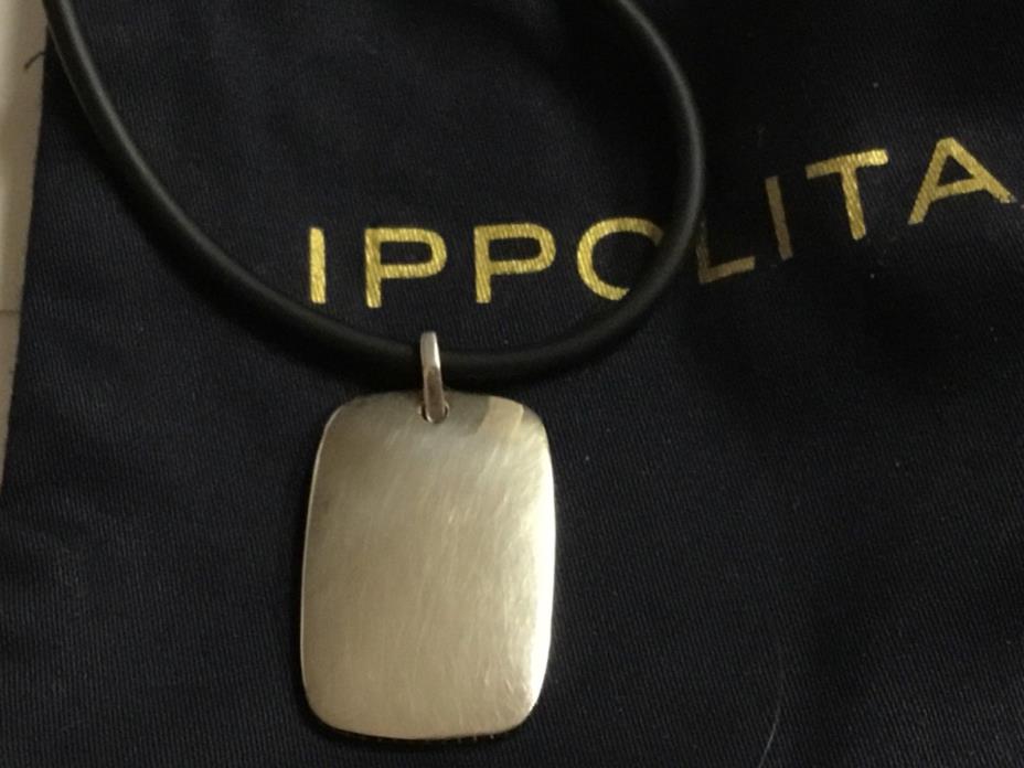 IPPOLITA STERLING SILVER & BLACK DIAMOND DOG TAG PENDANT MADE IN ITALY MINT!!