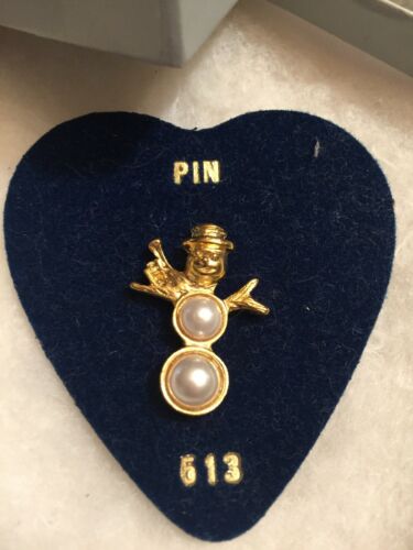 Vintage Snowman Lapel Pin In Box