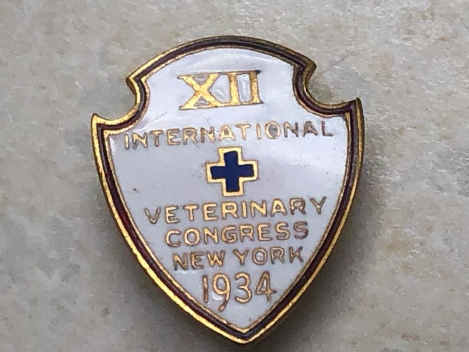 1934 Veterinary Congress New York Intl Screw Back Lapel Pin
